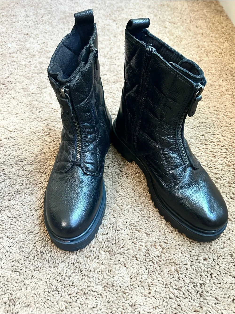 Girls Black Side-Zip Leather Boots Size 6.5